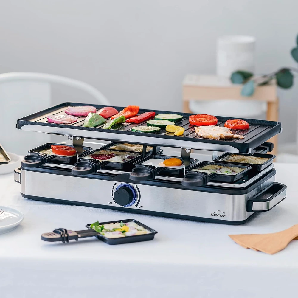 Lacor raclette grilis su apverčiama 41 x 20 cm plokšte, 1400 W, modelis 69348