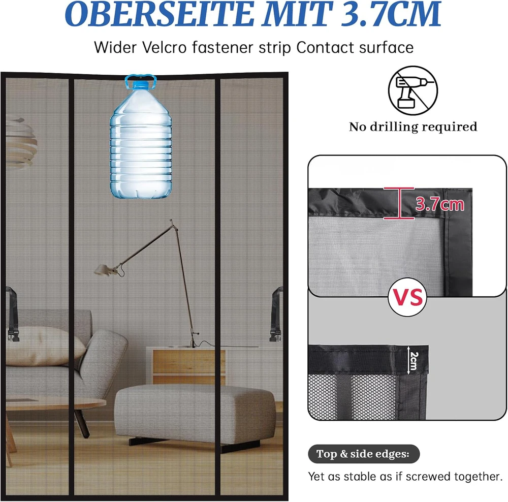 Lalago magnetinis durų tinklelis nuo vabzdžių, automatinis uždarymas, 170 × 210 cm