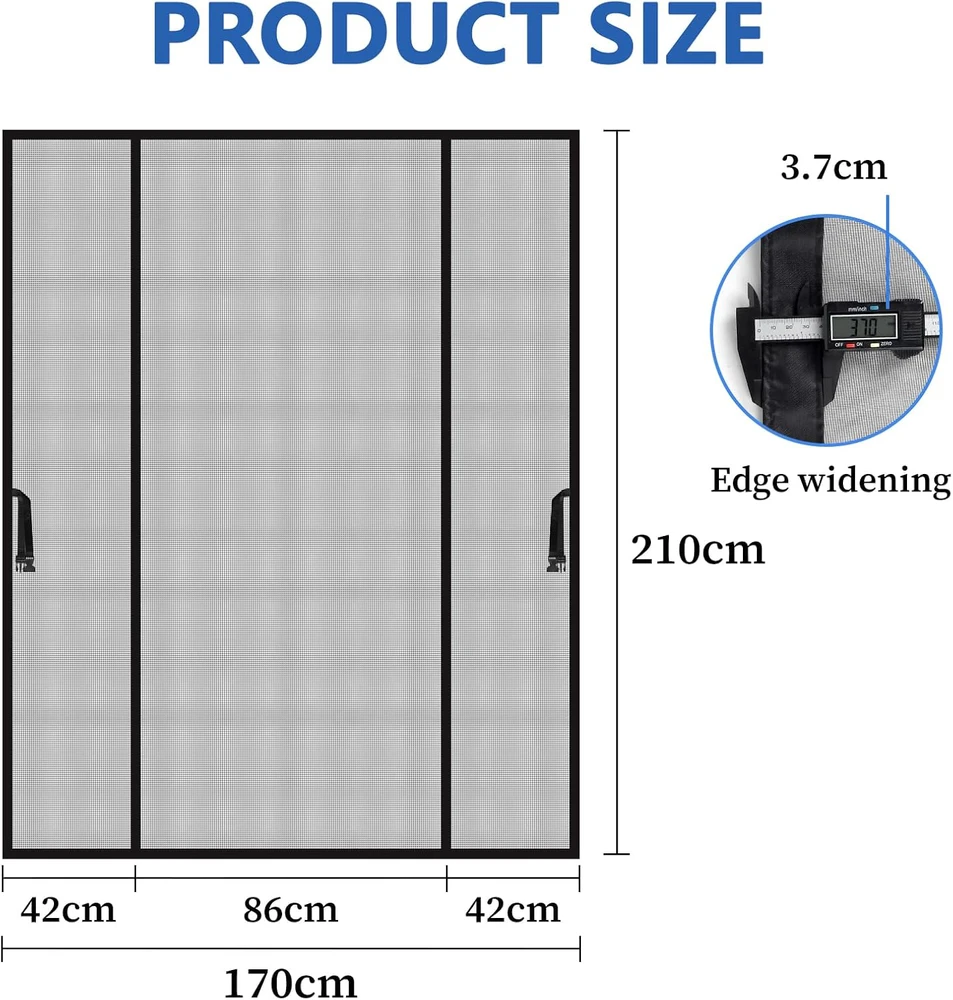Lalago magnetinis durų tinklelis nuo vabzdžių, automatinis uždarymas, 170 × 210 cm