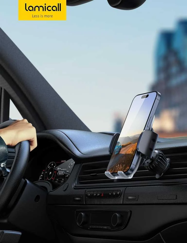 Lamicall automobilinis telefono laikiklis ventiliacijos grotelių tvirtinimui, metalinis, sukiojamas, STCV04-EU-B