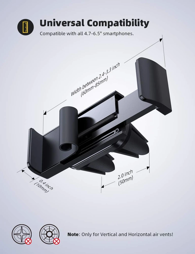 Lamicall automobilinis telefono laikiklis į ventiliacijos groteles, 4.7–6,5 col., C2-EU-B