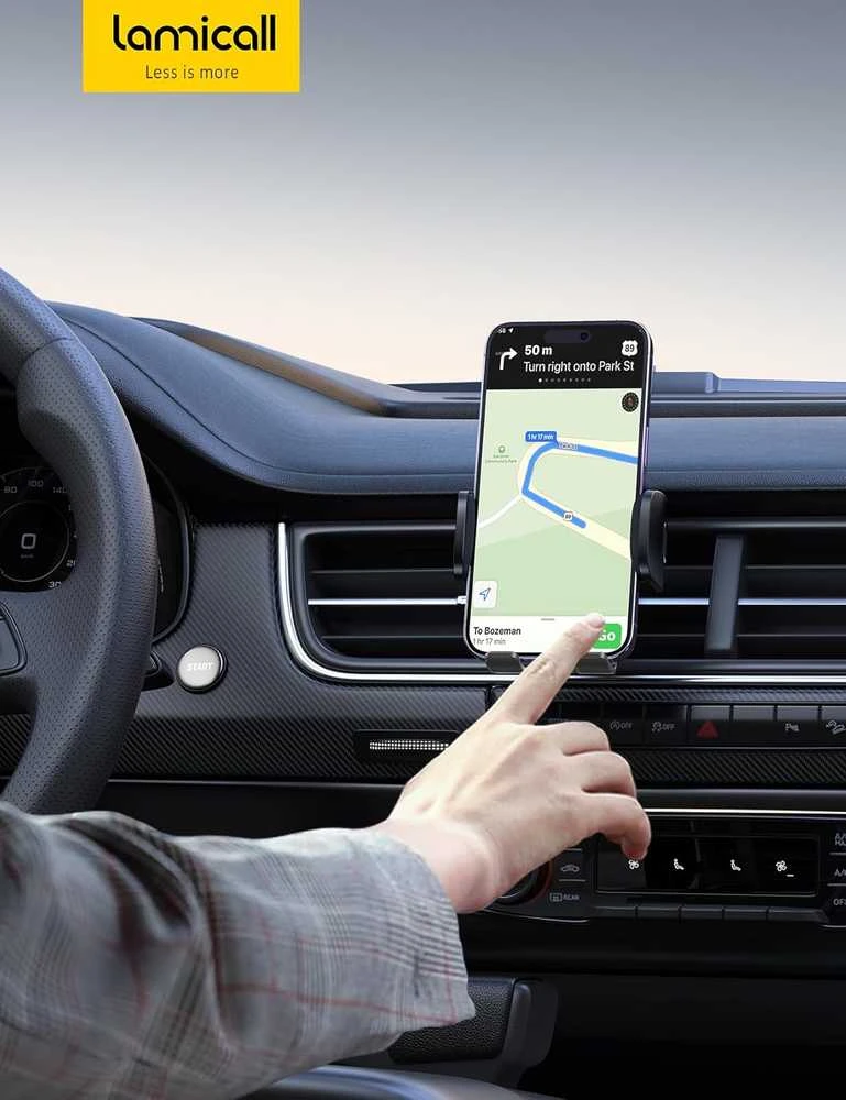 Lamicall automobilinis telefono laikiklis, tvirtinimas prie ventiliacijos, tinka 4–7 colių telefonams, CV09-EU-DK