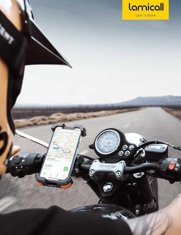 Lamicall motociklinis telefono laikiklis su 360° sukimu, silikoninė apsauga, BP07-EU-O