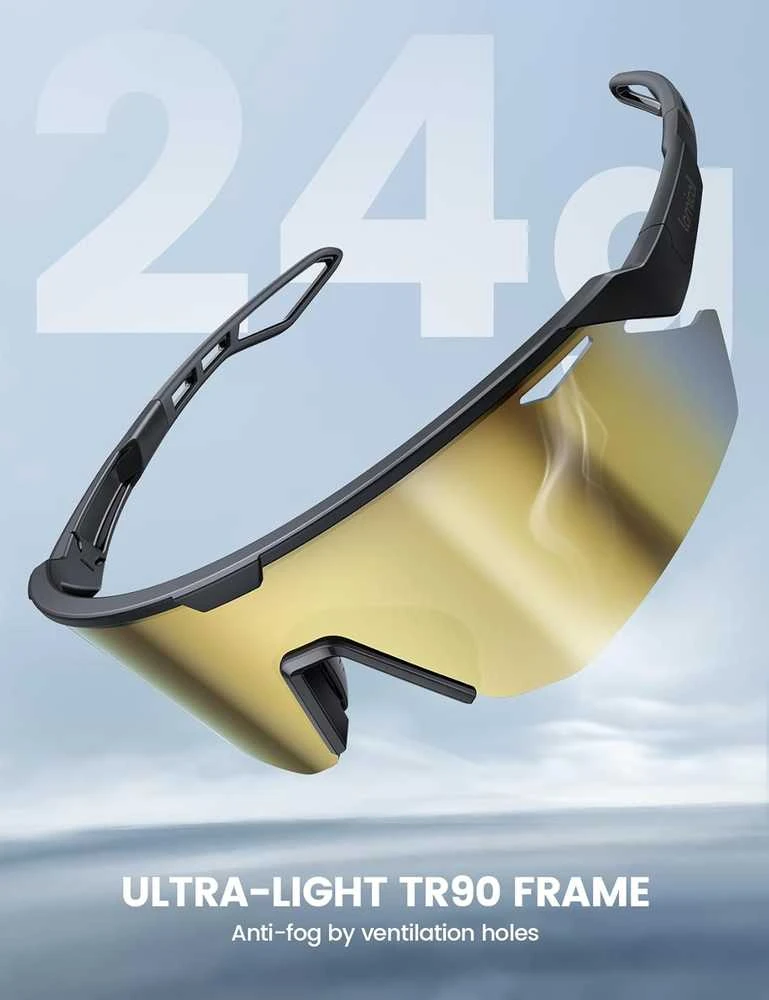 Lamicall poliarizuoti sportiniai akiniai nuo saulės su UV400 apsauga, TR90 rėmeliu, 24 g, BCPE02-EU-GD