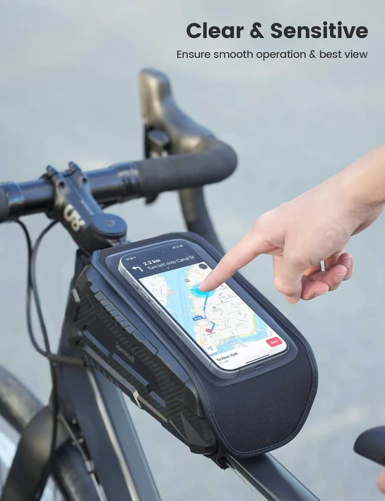 Lamicall vandeniui atsparus dviračio rėmo telefono dėklas su TPU ekranu, 1,6 l talpa, BCCB01-EU-B2