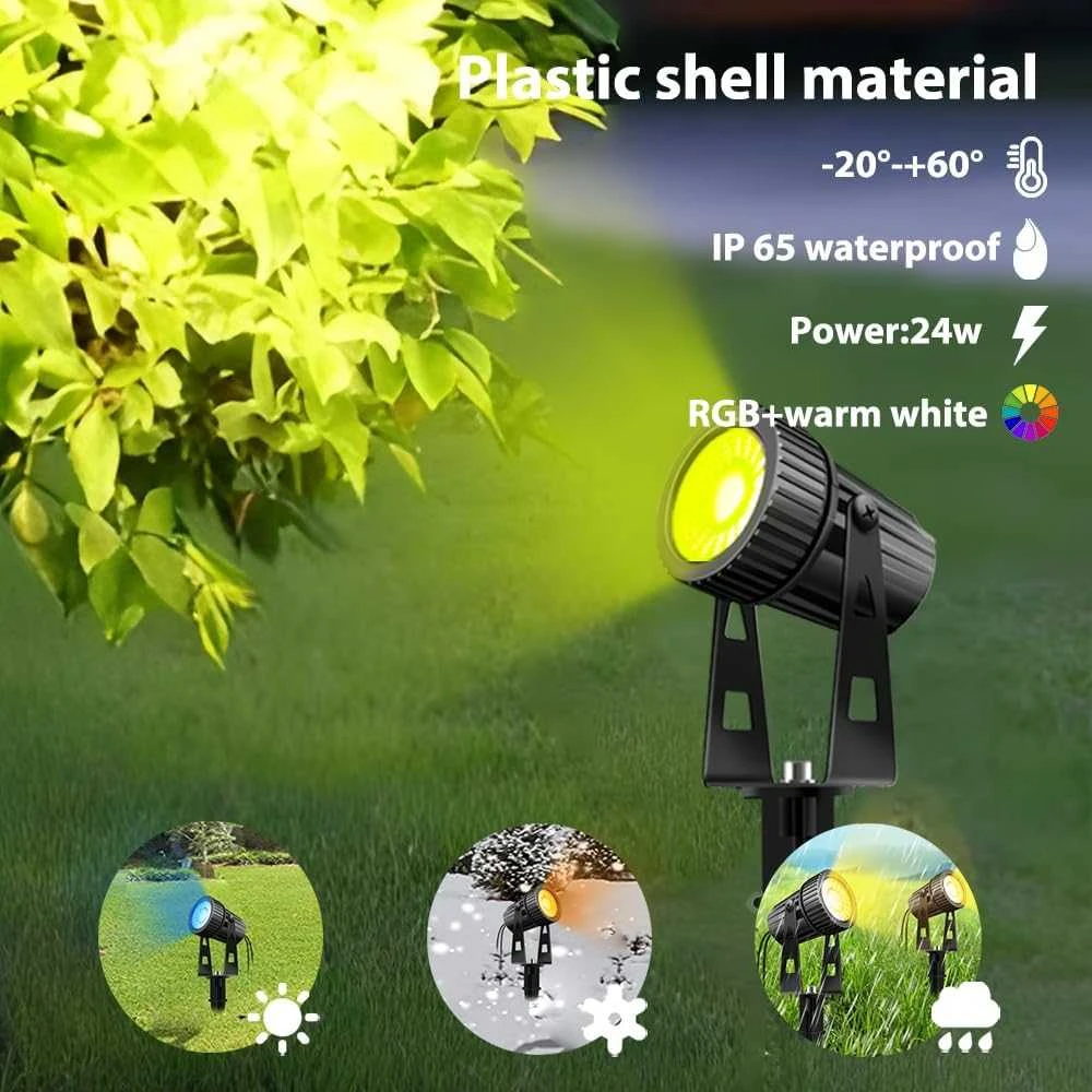 Lam(MS)pen lauko LED prožektorius su 8 RGBW LED, Bluetooth valdymu, laikmačiu, IP65, 24 W
