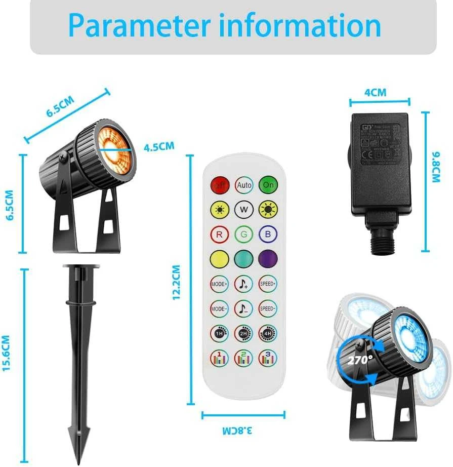 Lam(MS)pen lauko LED prožektorius su 8 RGBW LED, Bluetooth valdymu, laikmačiu, IP65, 24 W