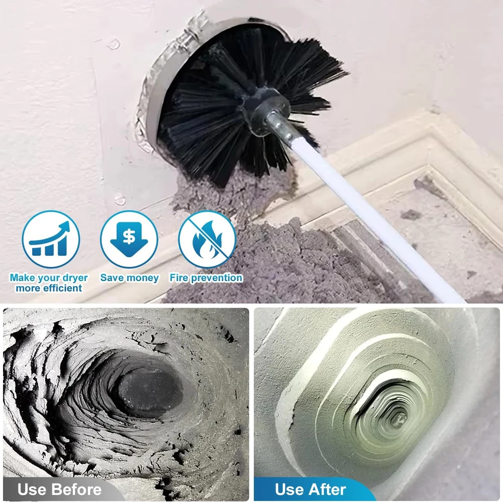 LangRay kamino valymo šepetys su 9 lanksčiais 410 mm strypais ir 2 150 mm galvutėmis Chimney