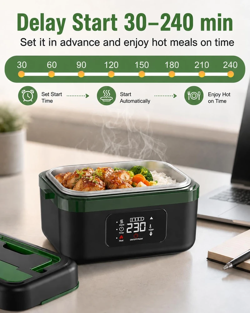 LANMOU elektrinė šildoma pietų dėžutė su 16000 mAh akumuliatoriumi, 60 W, 1,5 l