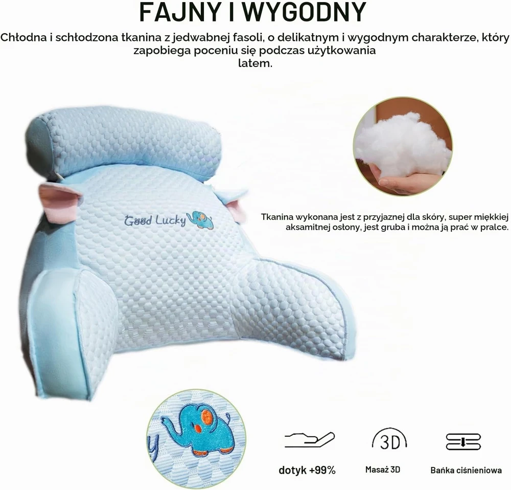 LANPEW skaitymo pagalvė su porankiais, 75 × 50 cm, nuimamas užvalkalas, LP-05