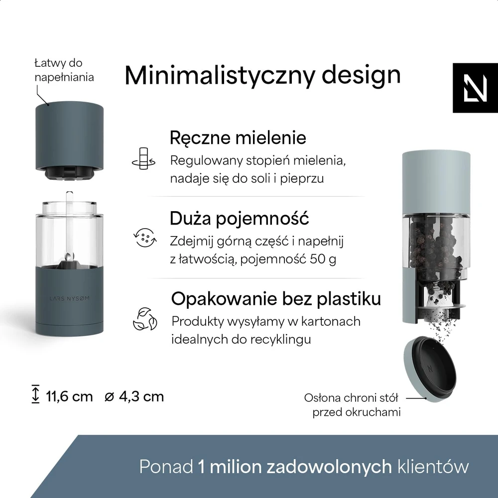 LARS NYSØM rankinių druskos ir pipirų malūnėlių rinkinys, keraminis, 2 vnt., FR-D-BB
