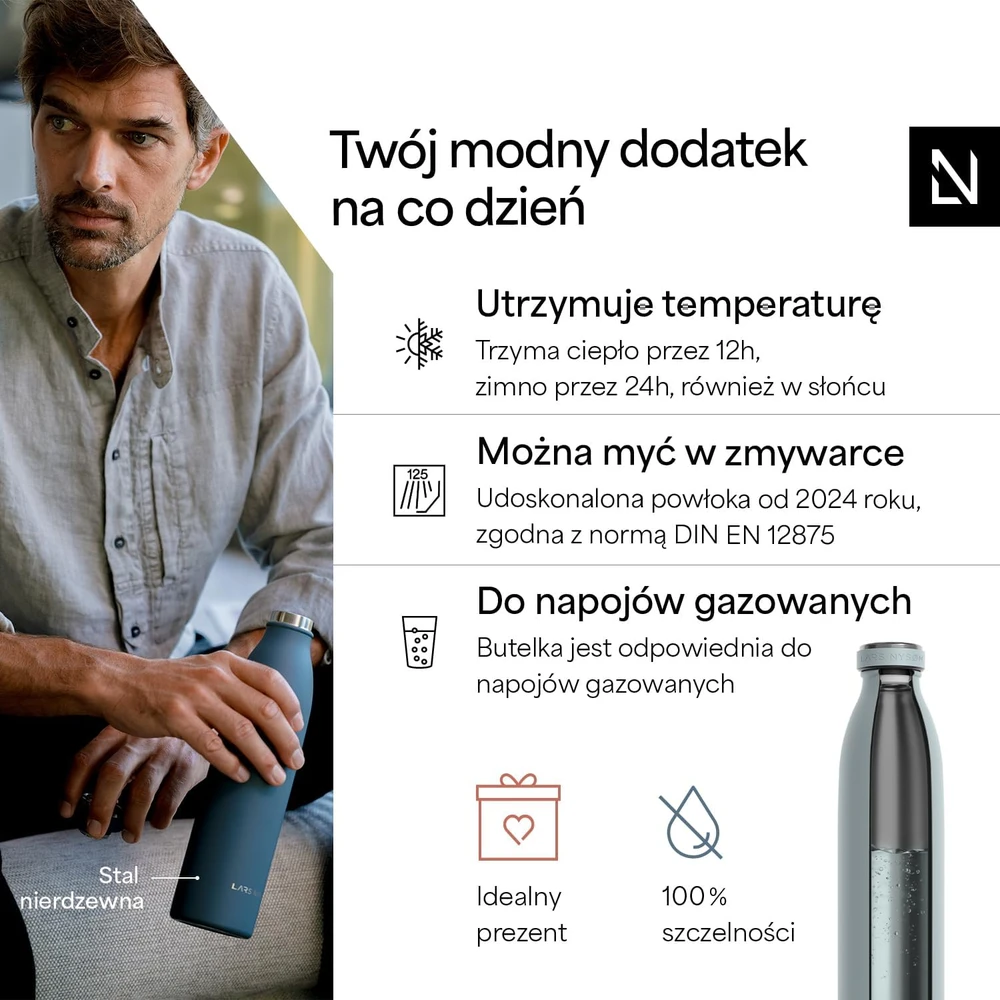 LARS NYSØM terminė gertuvė 500 ml iš nerūdijančiojo plieno, sandari REN-3-SKYBLU