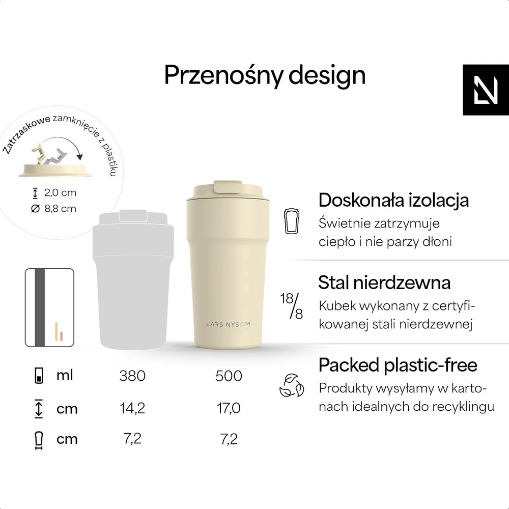 LARS NYSØM terminis kelioninis puodelis 500 ml su vakuumine izoliacija