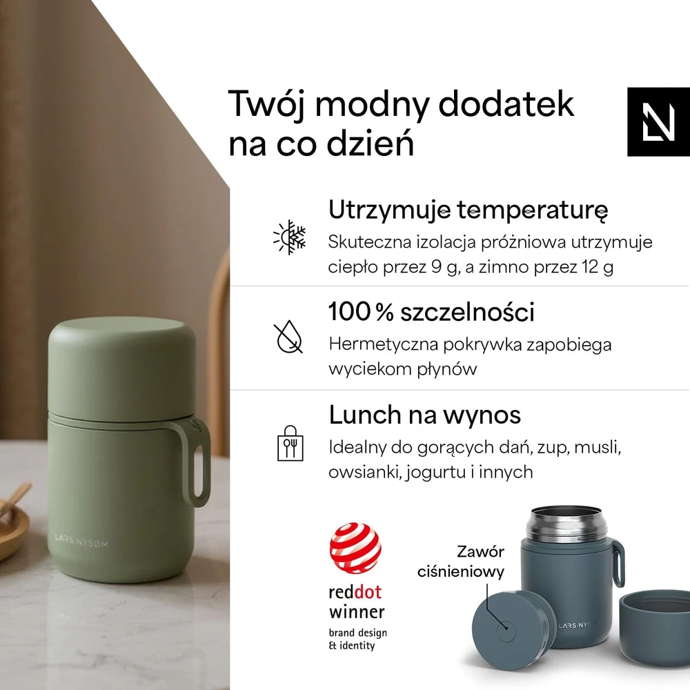 LARS NYSØM terminis maisto indas 500 ml, sandarus, nerūdijančiojo plieno NAR-3-STOBLU