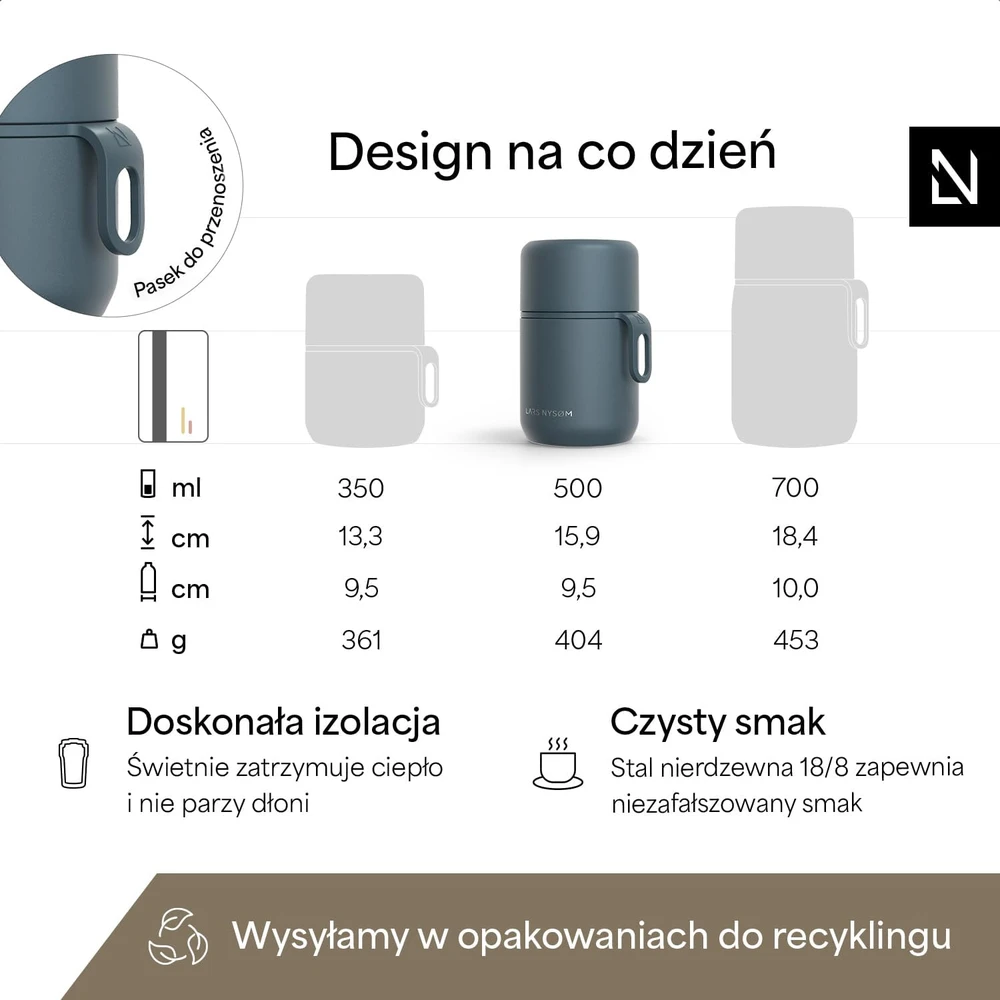 LARS NYSØM terminis maisto indas 500 ml, sandarus, nerūdijančiojo plieno NAR-3-STOBLU