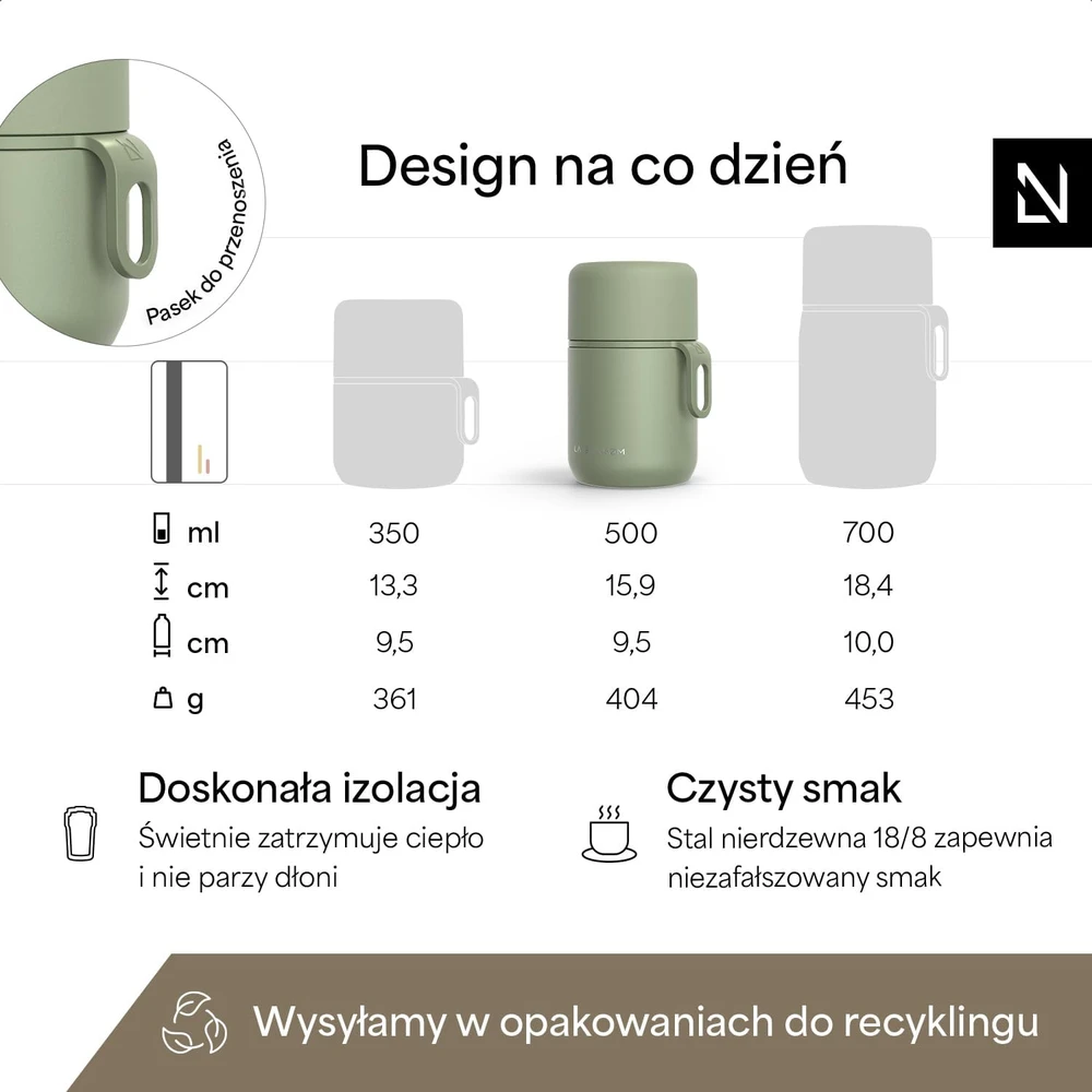 LARS NYSØM terminis maisto indas 500 ml, sandarus, žalios spalvos, NAR-3-SAGGRE