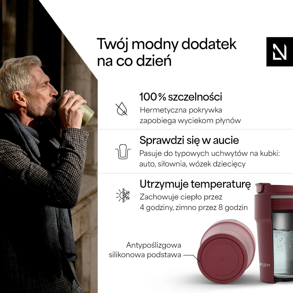 LARS NYSØM termopuodelis 380 ml, sandarus, su vakuumine izoliacija BVG-2-BERRED