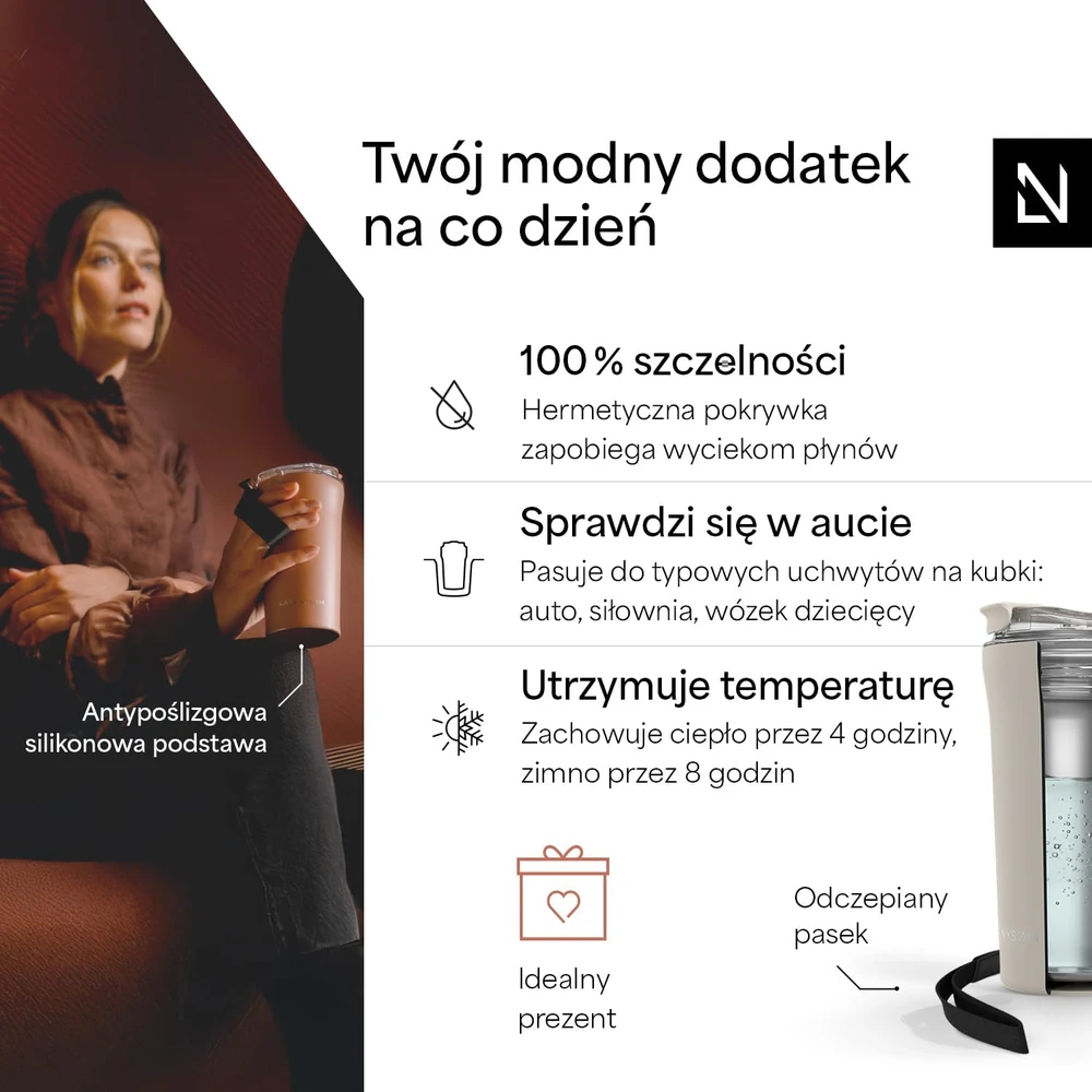 LARS NYSØM termopuodelis kelionėms 500 ml su dirželiu ROE-3-CREBEI