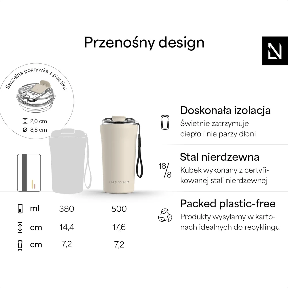 LARS NYSØM termopuodelis kelionėms 500 ml su dirželiu ROE-3-CREBEI