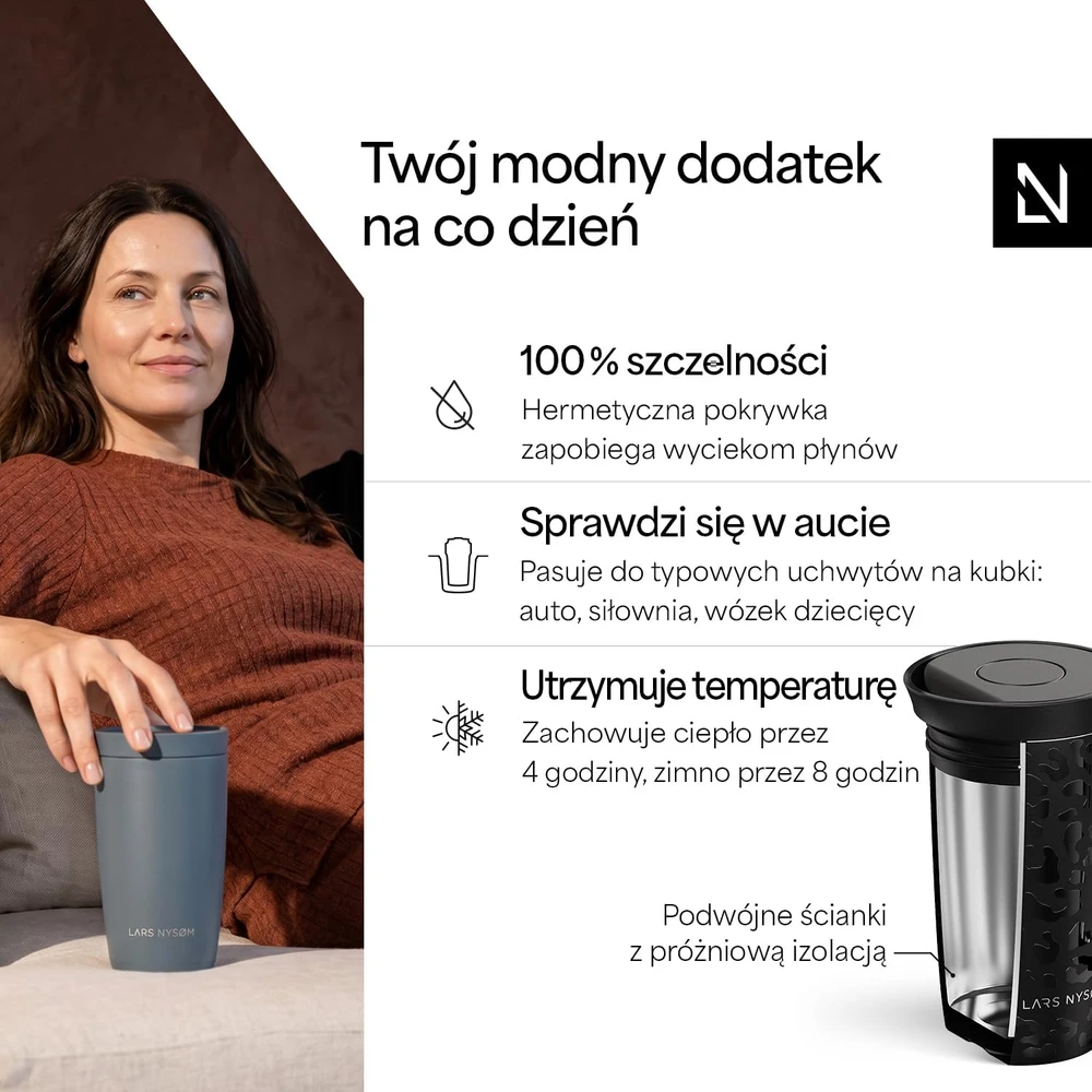 LARS NYSØM termopuodelis Vågen 350 ml su spaudžiamu dangteliu VAG-2-CAR001