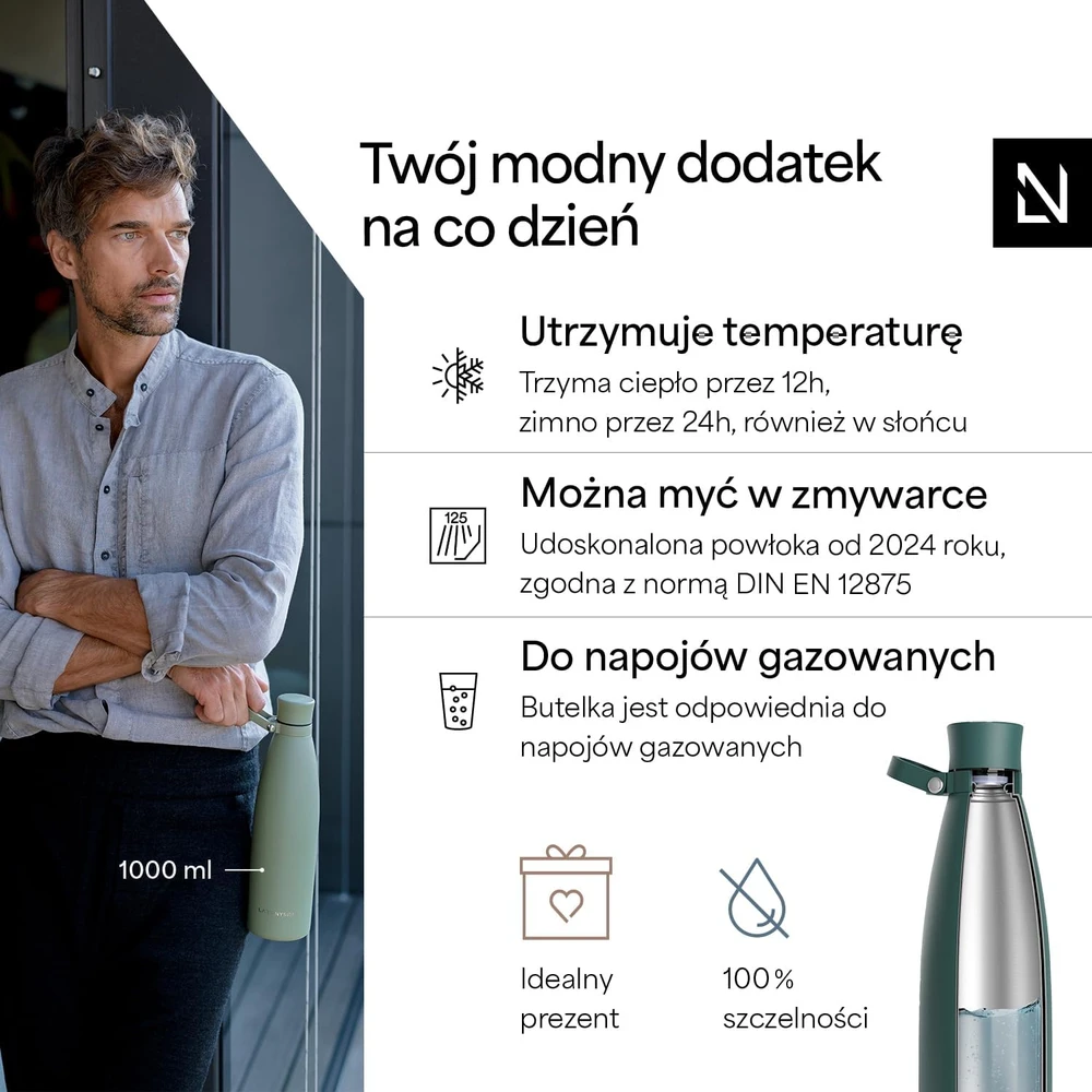 LARS NYSØM termosas-gertuvė Nåde 1000 ml iš nerūdijančiojo plieno NAD-6-PINGRE