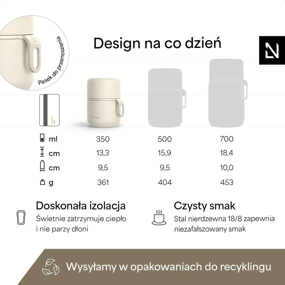 LARS NYSØM termosas maistui 350 ml, sandarus, nerūdijančiojo plieno NAR-2-CREBEI