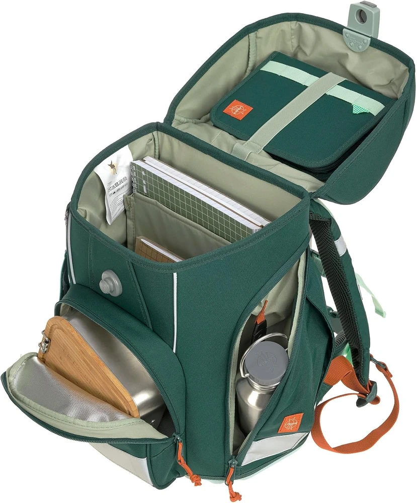 Lässig mokyklinių kuprinių rinkinys Boxy Unique Dark Žalias Ocean Edition, 21 l, 7 dalių