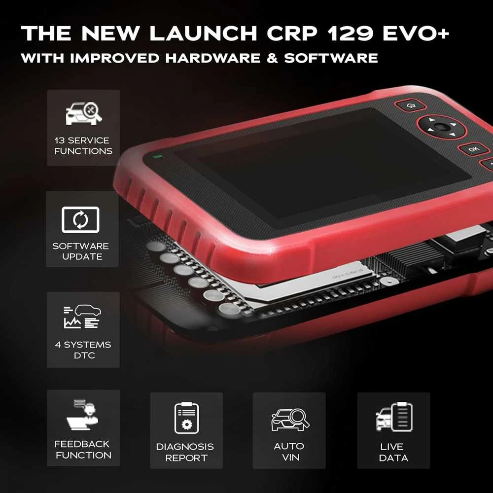 LAUNCH 129 EVO+ OBD2 automobilių diagnostikos skaitytuvas