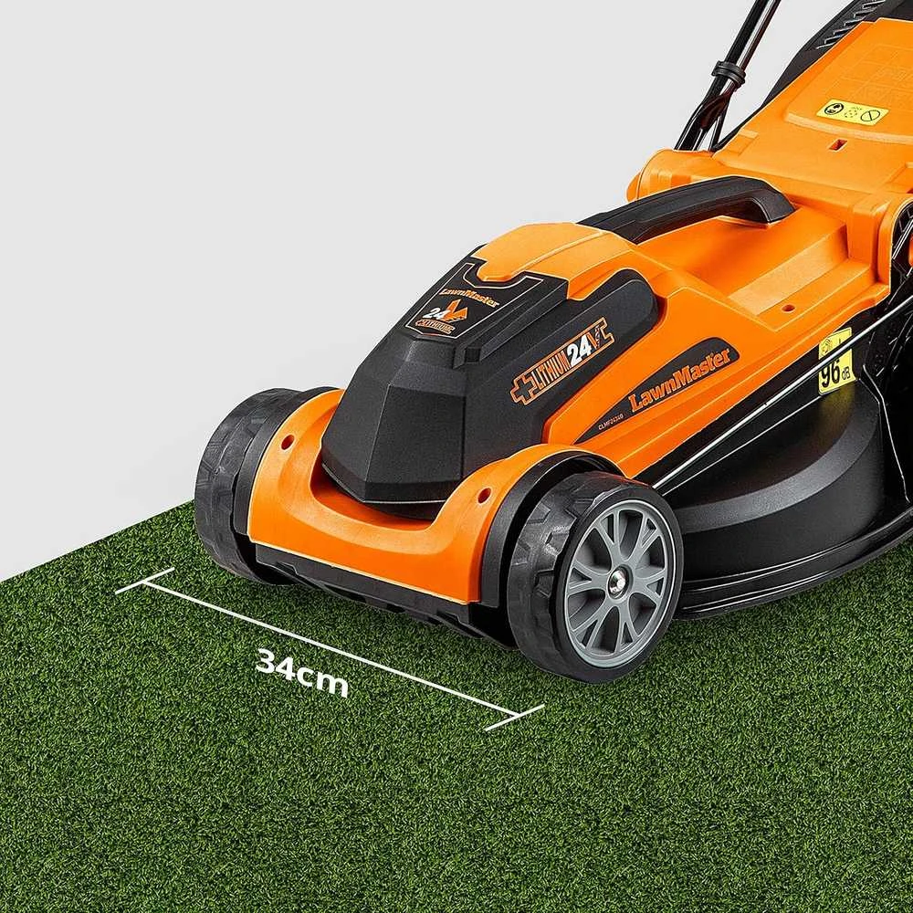 Lawnmaster akumuliatorinė vejapjovė, pjovimo plotis 34 cm, bešepetėlinis variklis, CLMF2434G