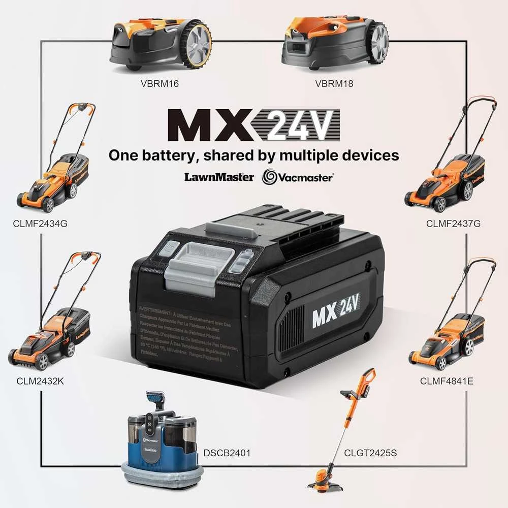 Lawnmaster akumuliatorinė vejapjovė, pjovimo plotis 34 cm, bešepetėlinis variklis, CLMF2434G