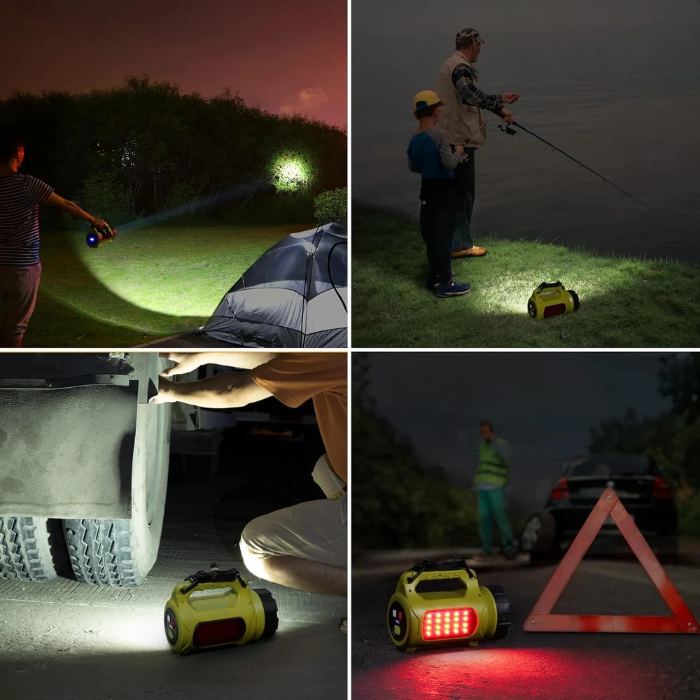 LE kempingo LED žibintas su 1000 lm galingumu, 5 režimai, 3600 mAh išorinė baterija, IPX4 atsparumas