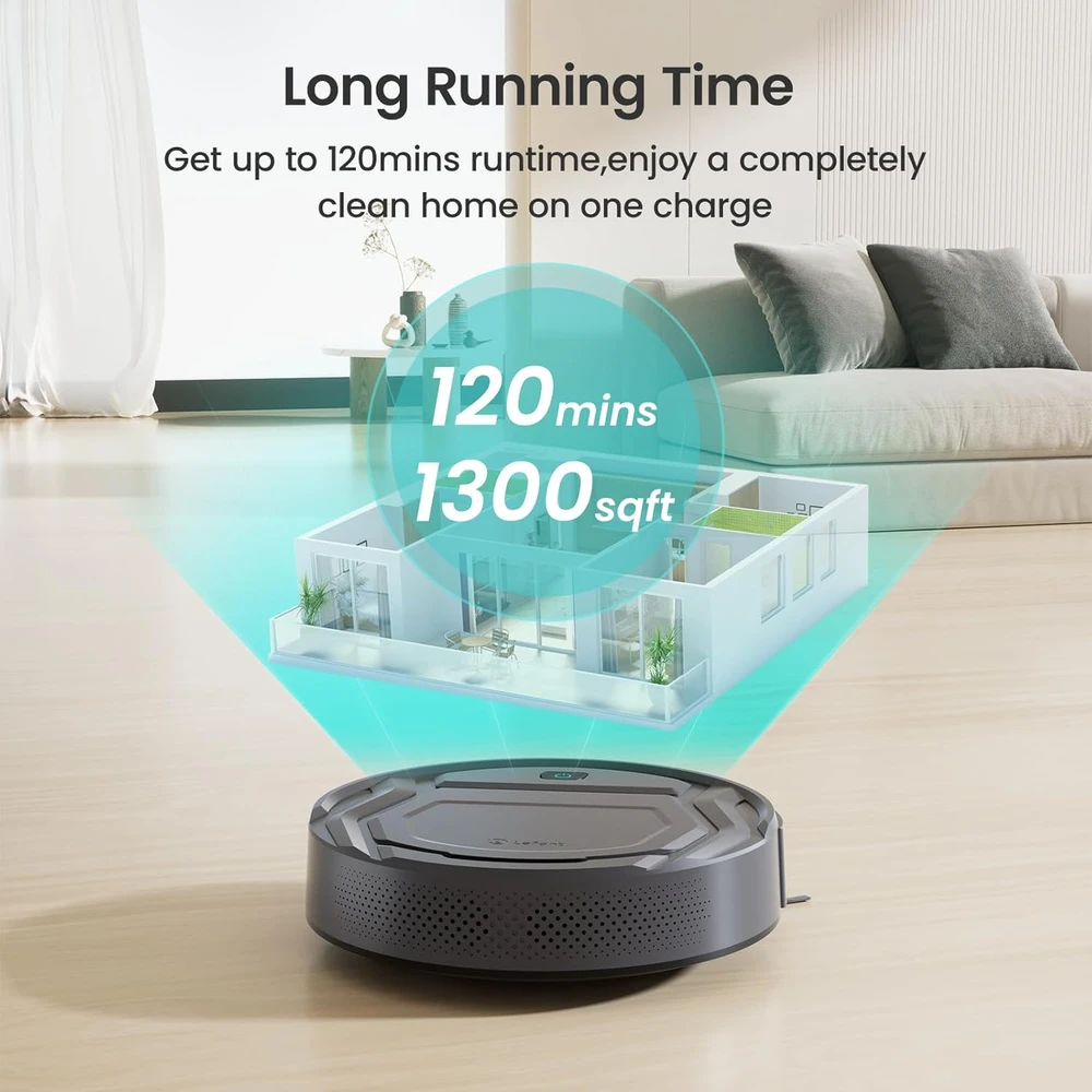 Lefant robotas dulkių siurblys su Wi-Fi, 2 200 Pa siurbimu ir 120 min. veikimu M210P