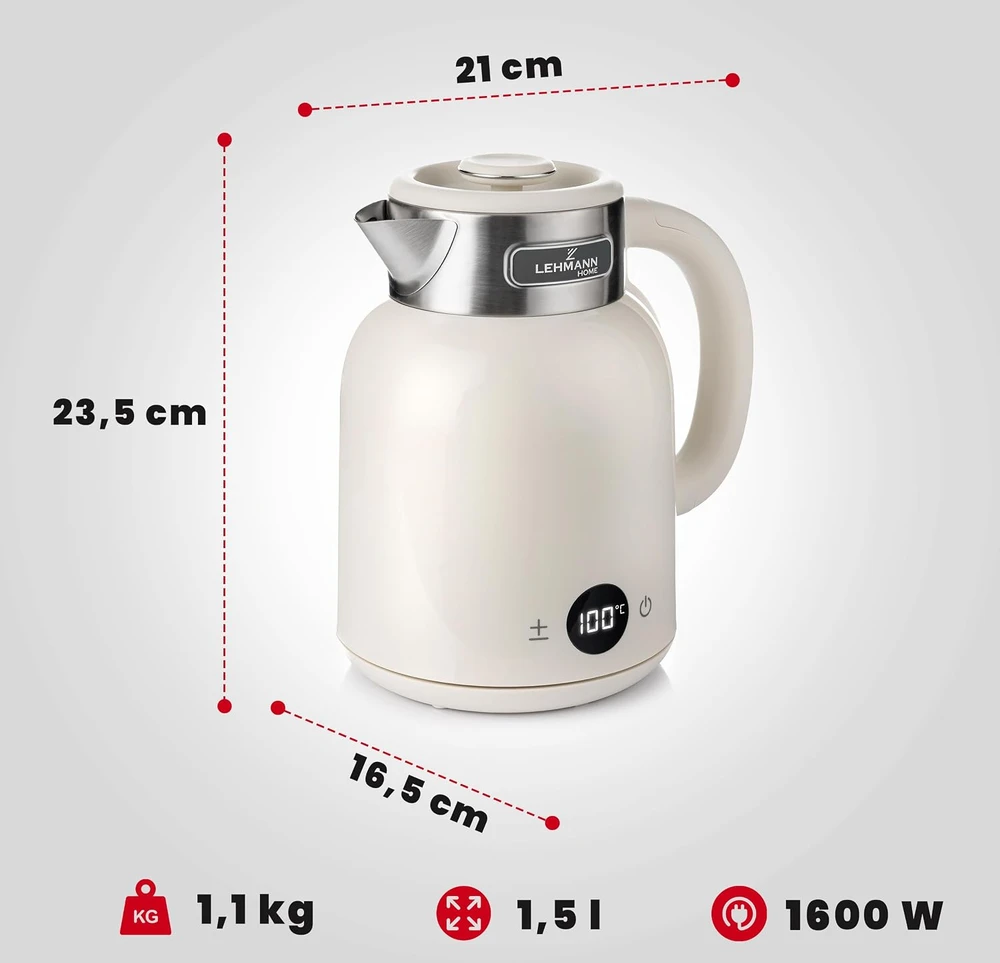 LEHMANN elektrinis virdulys, 1,5 l, 2200 W, LHOEK-1615