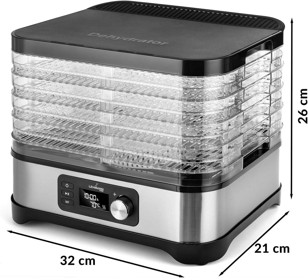 Lehmann maisto džiovintuvas 450 W su temperatūros valdymu, 5 padėklai, LHOFD-4525