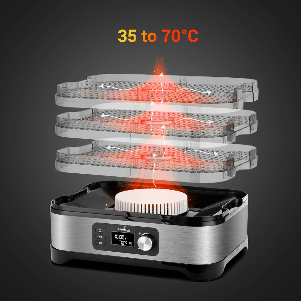 Lehmann maisto džiovintuvas 450 W su temperatūros valdymu, 5 padėklai, LHOFD-4525