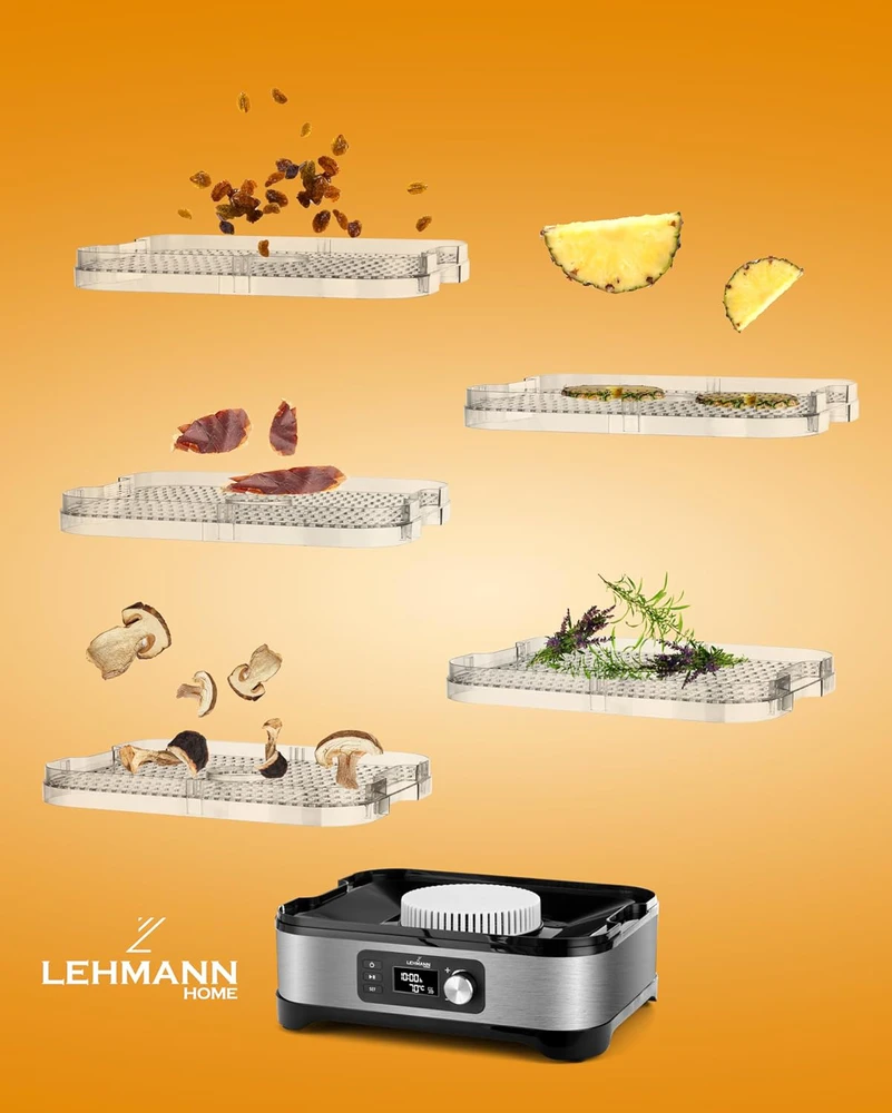 Lehmann maisto džiovintuvas 450 W su temperatūros valdymu, 5 padėklai, LHOFD-4525