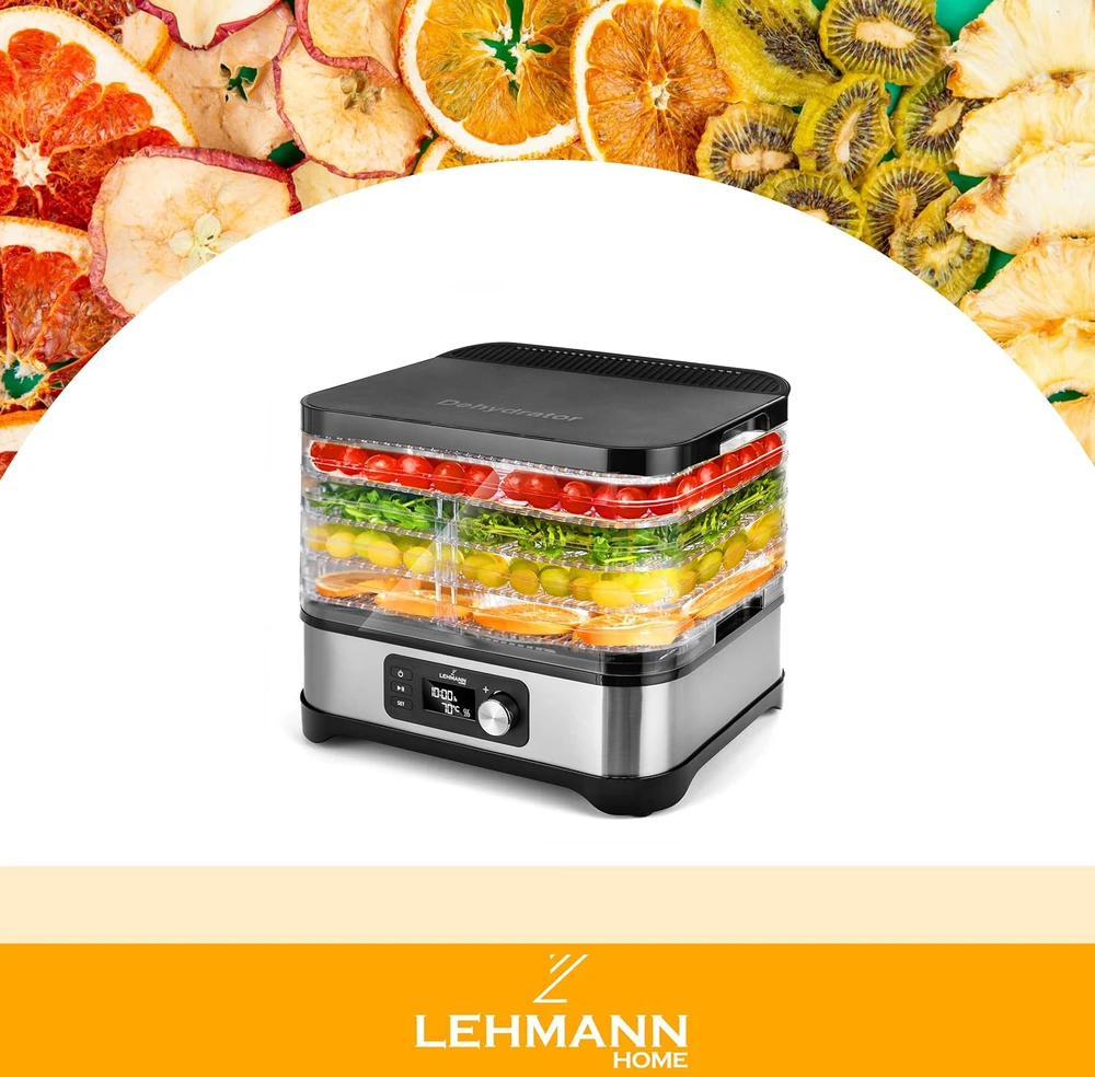 Lehmann maisto džiovintuvas 450 W su temperatūros valdymu, 5 padėklai, LHOFD-4525