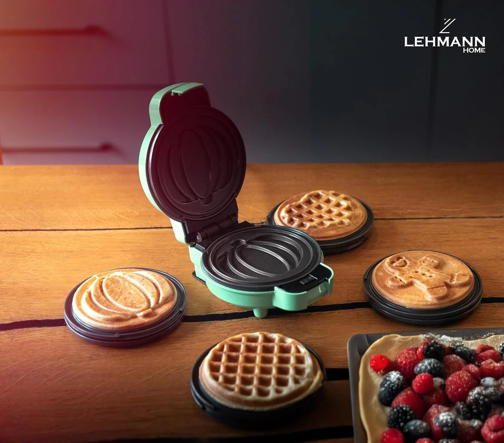 Lehmann mini vaflinė, 490 W, 8 keičiamos plokštelės, LHOWM-4913B