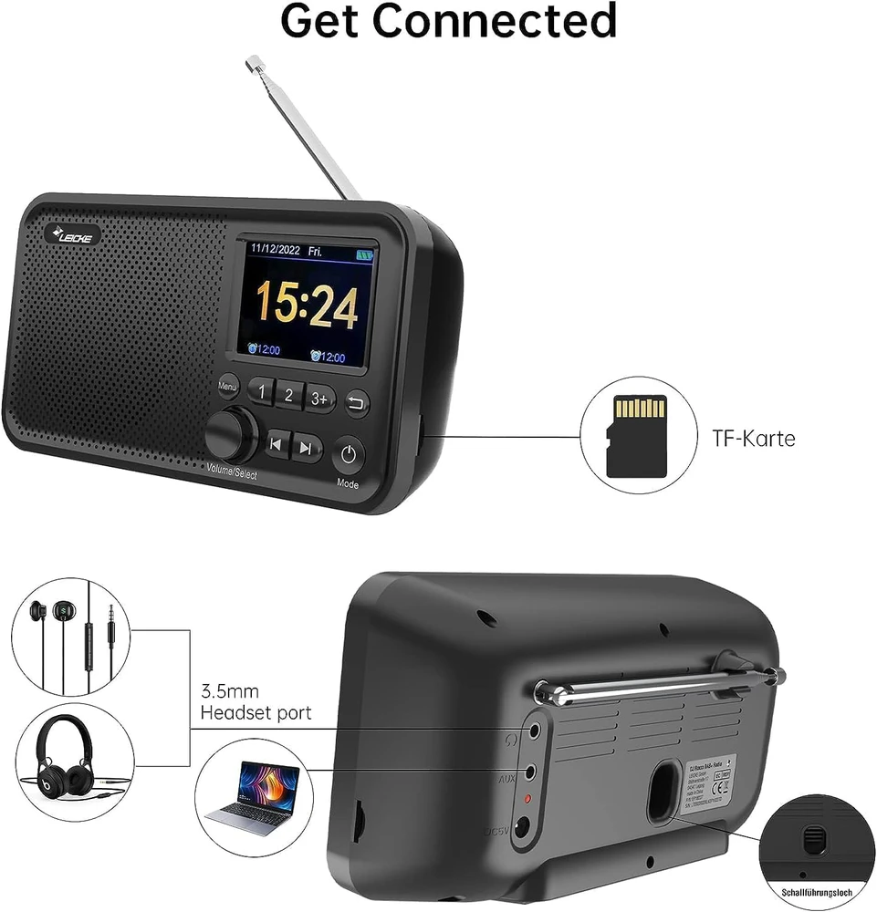 Leicke nešiojamasis DAB+ radijas, 3 W, EP18227