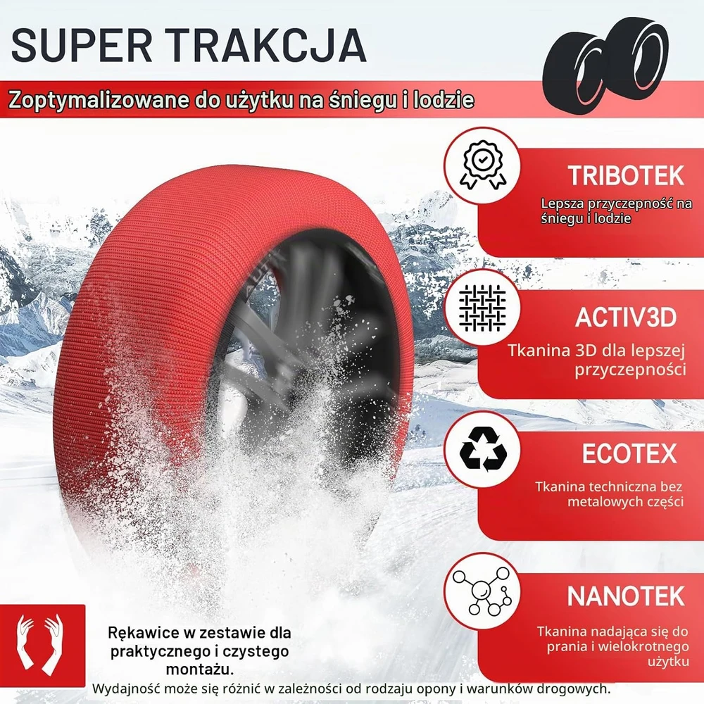 LEIVESTE tekstilinės sniego kojinės automobiliui XL, 2 vnt., poliesterinės cz001