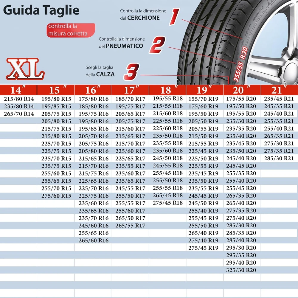 LEIVESTE tekstilinės sniego kojinės automobiliui XL, 2 vnt., poliesterinės cz001