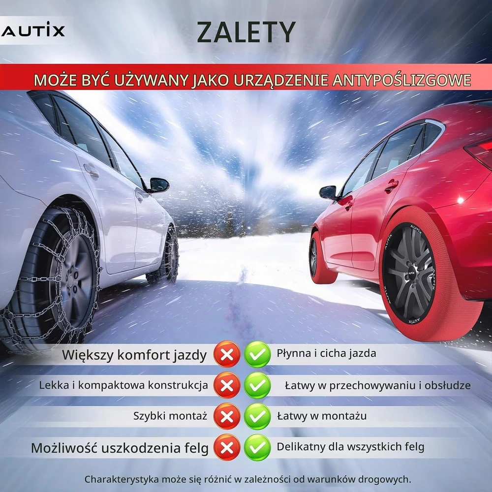 LEIVESTE tekstilinės sniego kojinės automobiliui XL, 2 vnt., poliesterinės cz001
