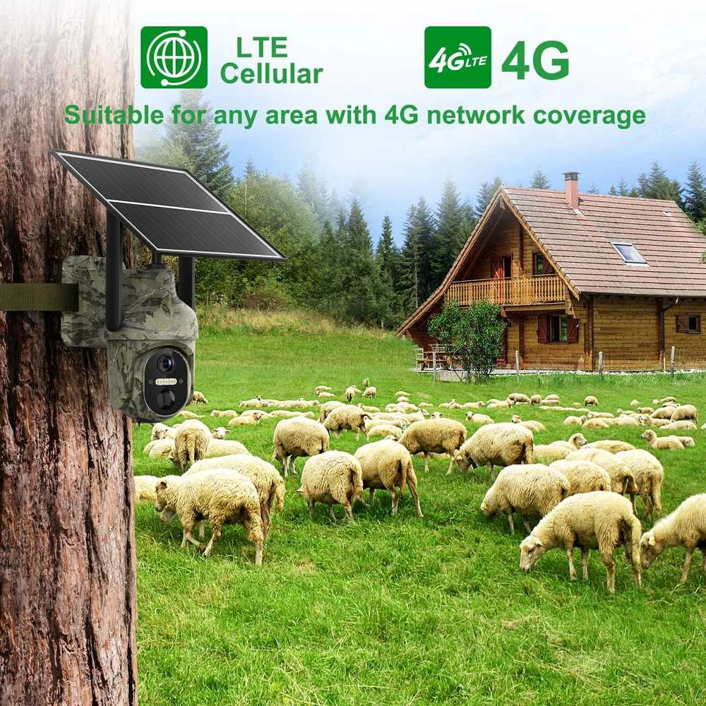 Lemnoi 4G LTE laukinė stebėjimo kamera su saulės baterija, 2 K HD, naktiniu matymu, judesio detekcija, modelis S72