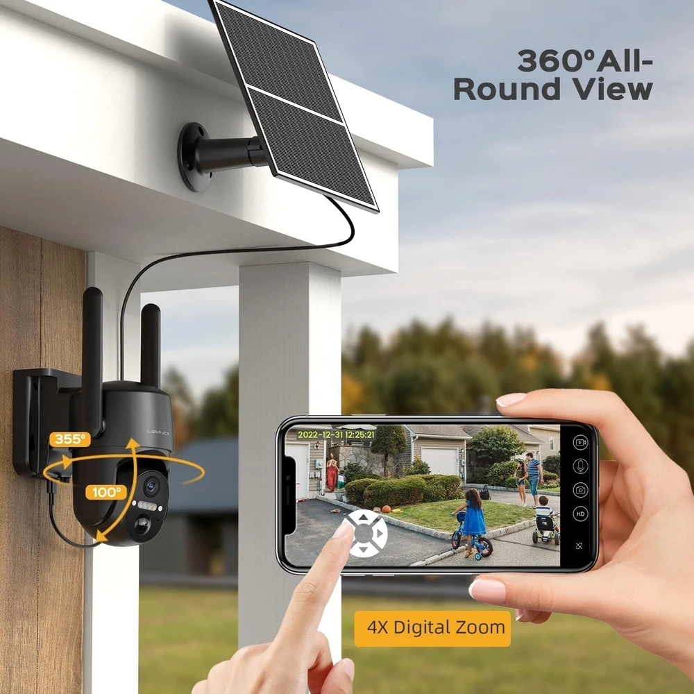 Lemnoi išorinė 4G saulės vaizdo stebėjimo kamera 2K, naktinis matymas, IP66, S52 modelis