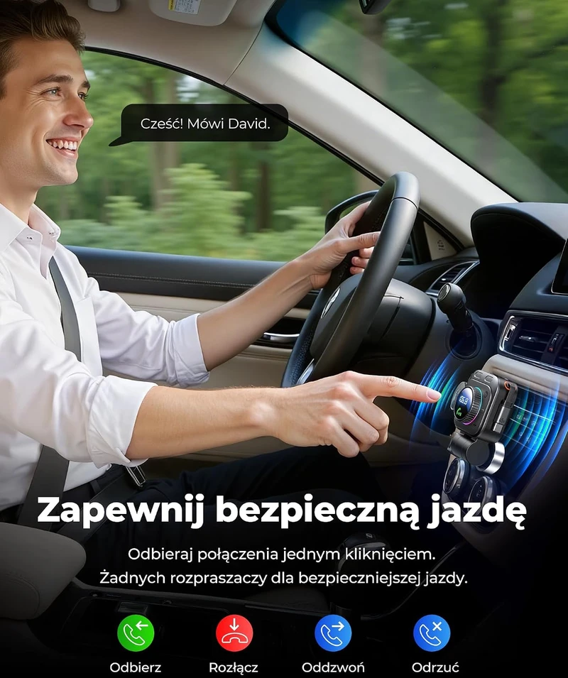 LENCENT automobilinis FM siųstuvas Bluetooth 5.4, 72 W USB-C, Y-C02