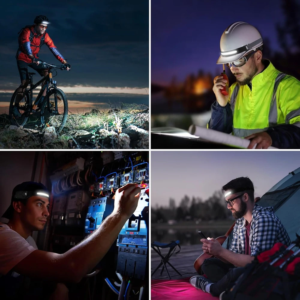 Lepro LED įkraunama galvos lempa, 350 lm, 230° kampas, 5 režimai, USB-C, IP44, PR320019-2, 2 vnt.