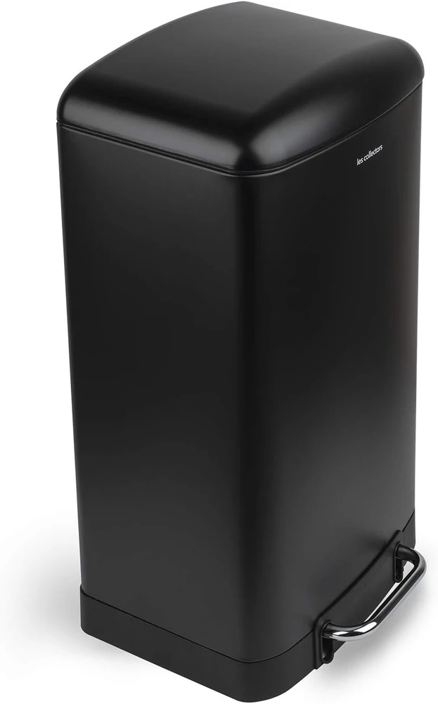 Les Collectors metalinis šiukšlių kibiras su dangčiu, 30 l, juodas, nerūdijantis plienas