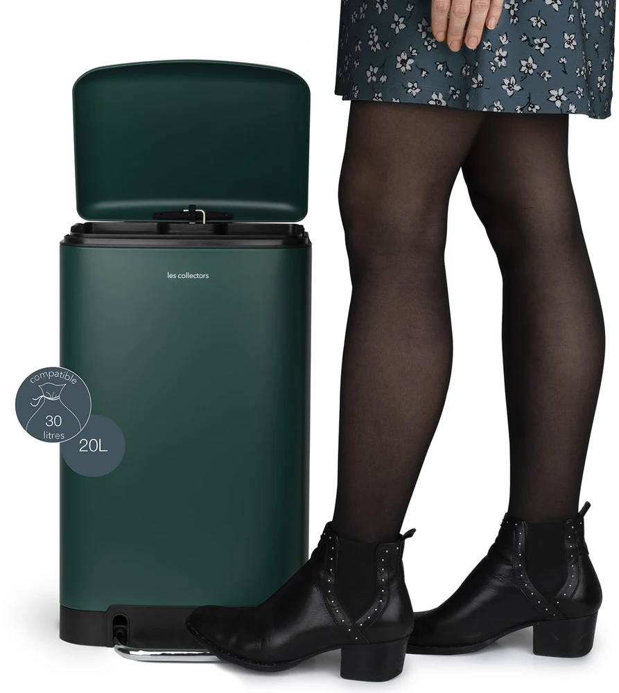 Les Collectors nerūdijančio plieno šiukšliadėžė, 20 l, stačiakampė, išimamas vidinis kibiras, matinis