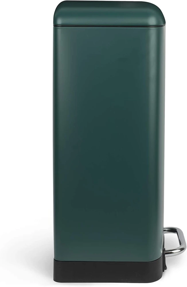 Les Collectors nerūdijančio plieno virtuvinė šiukšlių dėžė, 30 l, stačiakampė, pedalinė, žalia