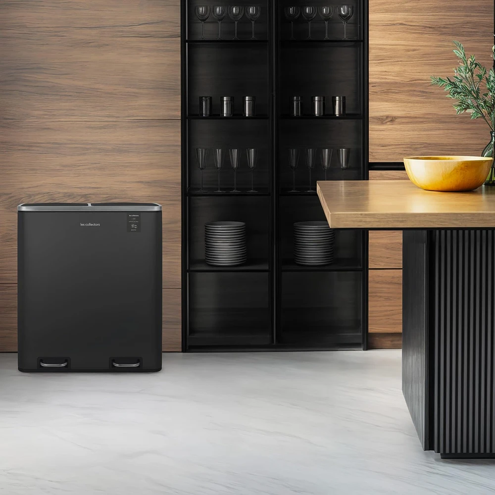 Les Collectors šiukšlių dėžė rūšiavimui, nerūdijančio plieno, 60 l, dvi 30 l talpos dalys, pedalas